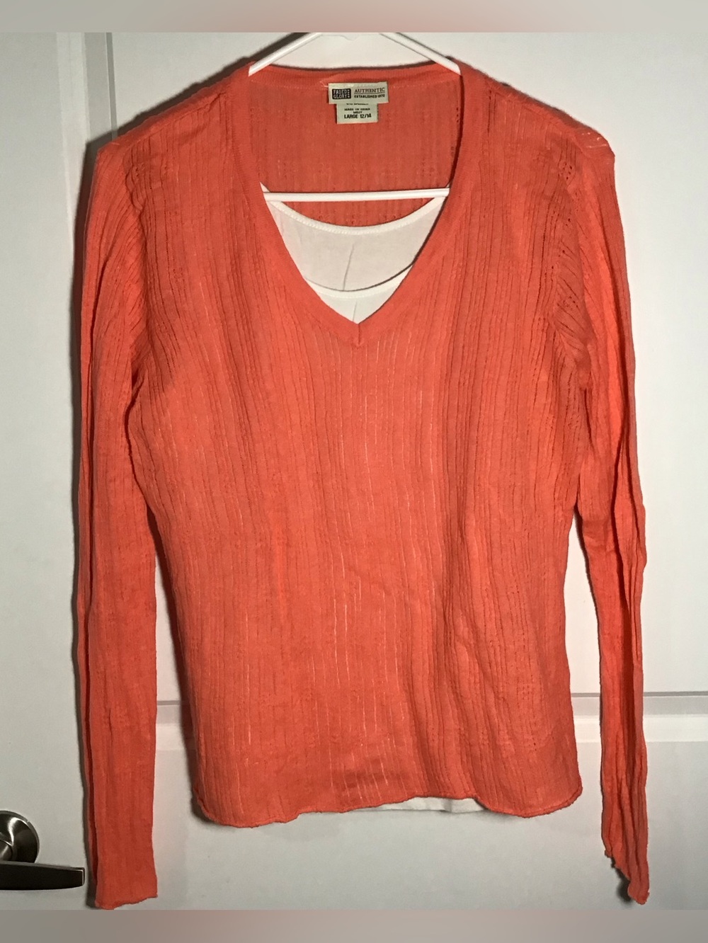 Faded Glory V-Neck Sweater in Coral 12